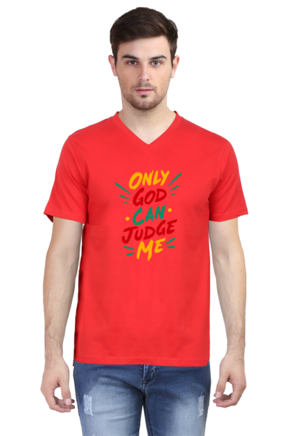 Men's V-Neck "Only God Can Judge Me" Graphic T-shirt