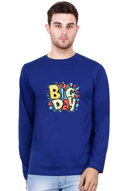 Men's Full Sleeve "Big Day" Colorful Graphic T-shirt
