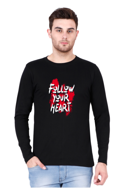 Men's Full Sleeve "Follow Your Heart" Graphic T-shirt