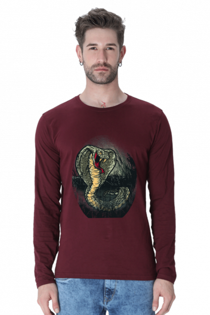 Men's Full-Sleeve Striking Cobra Graphic T-shirt