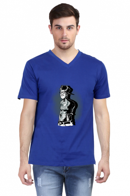 Men's Tattooed Goggles Urban Art V-Neck T-shirt