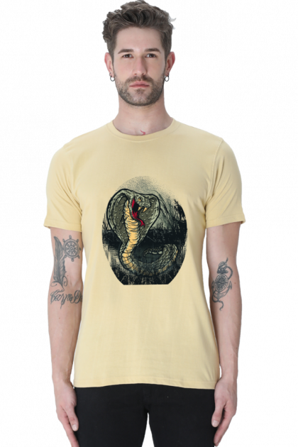 Men's Graphic T-shirt with 3D Cobra Snake Design