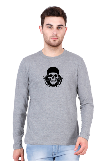 Men's Full Sleeve Skull with Bandana Graphic T-shirt