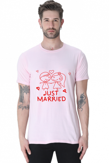Men's "Just Married" Couple Graphic T-shirt