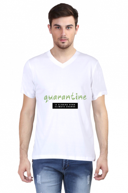 Men's "Quarantine Climate Change" Eco V-Neck T-shirt