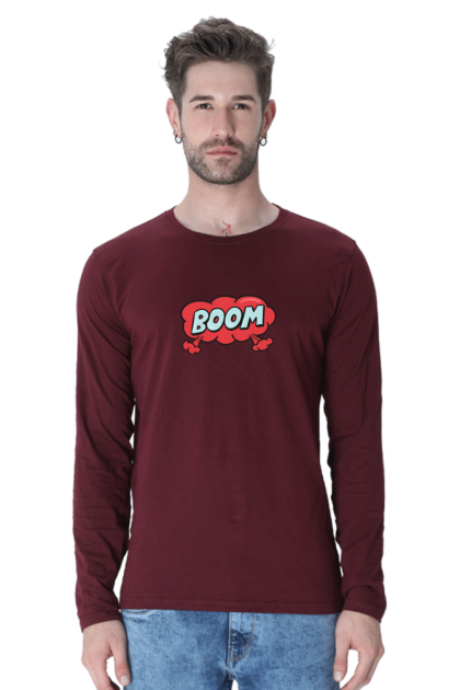 Men's Full Sleeve "BOOM" Comic Cloud Graphic T-shirt