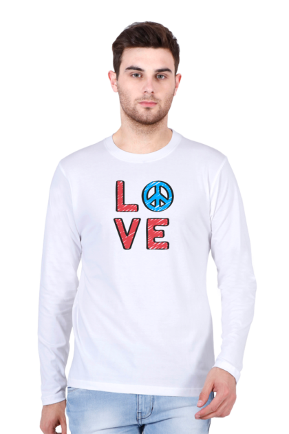 Men's Full Sleeve "Love Peace" Graphic T-shirt