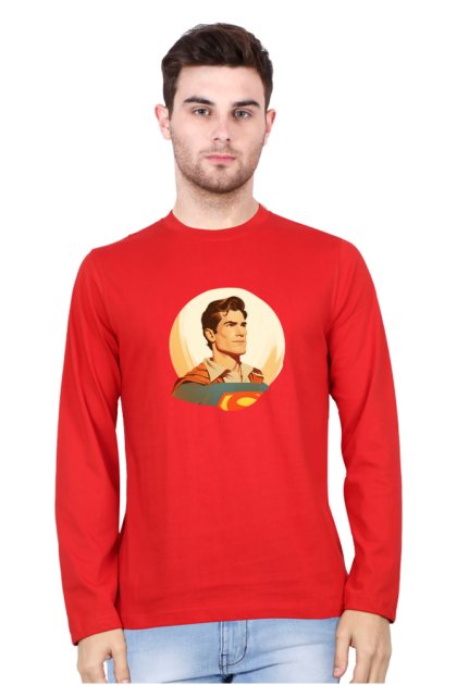 Men's Full Sleeve Vintage Style Superman Portrait Graphic T-shirt