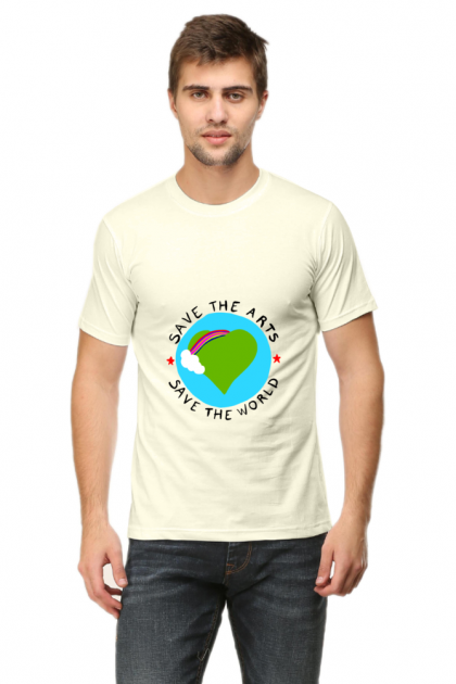 Men's "Save The Arts Save The World" Heart Earth Graphic T-shirt