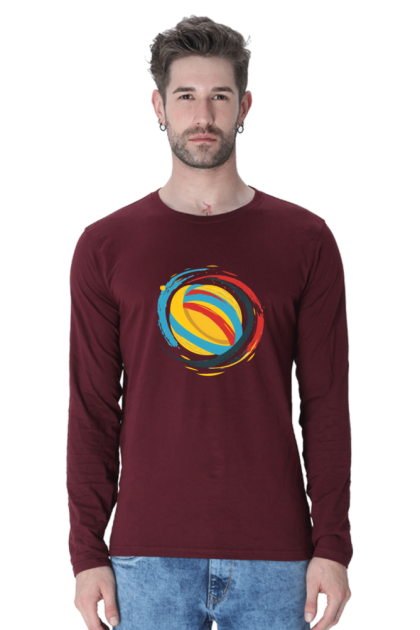 Men's Full Sleeve Abstract Volleyball Graphic T-shirt