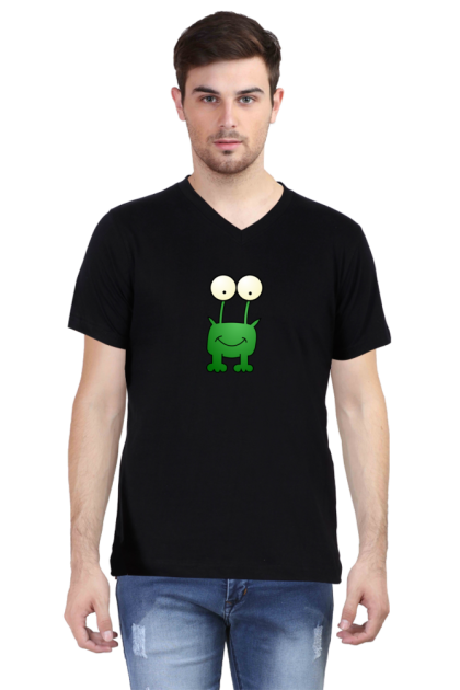 Men's V-Neck Cute Alien Monster Graphic T-shirt