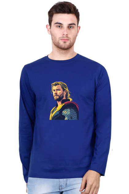 Men's Full Sleeve Thor Portrait Graphic T-shirt