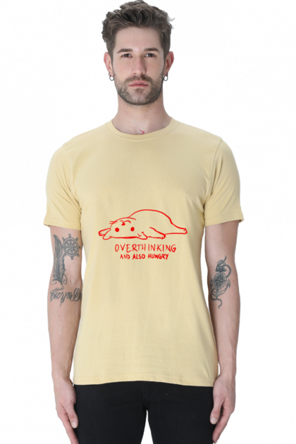Men's "Overthinking And Also Hungry" Sloth Graphic T-shirt