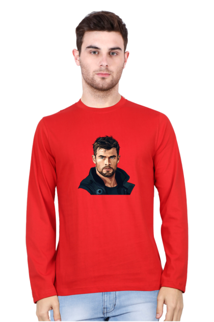Men's Full Sleeve Thor Portrait Graphic T-shirt