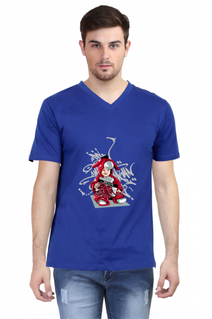 Men's V-Neck Graffiti Artist Kid Graphic T-shirt