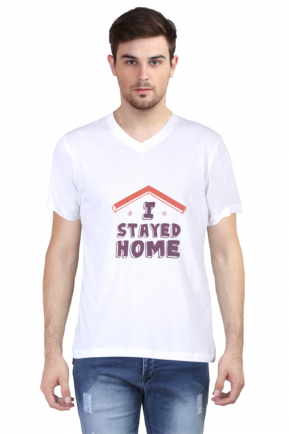 Men's "I Stayed Home" Retro V-Neck T-shirt