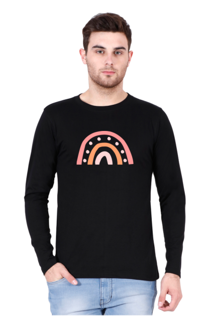 Men's Full Sleeve Minimalist Rainbow Graphic T-shirt
