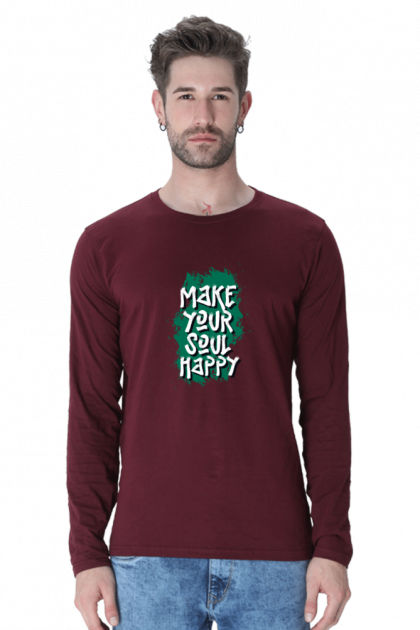 Men's Full Sleeve "Make Your Soul Happy" Graphic T-shirt