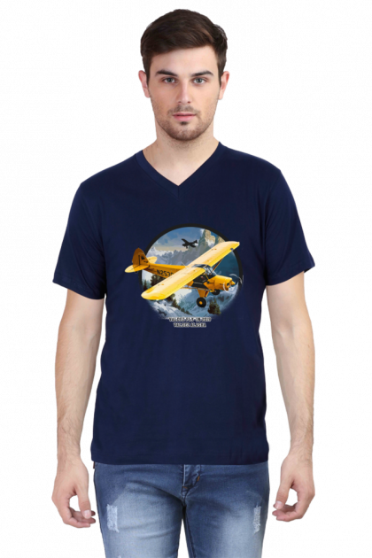 Men's V-Neck Valdez Fly-In 2019 Airplane Graphic T-shirt