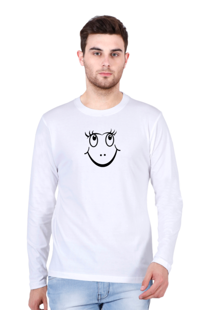 Men's Full Sleeve Happy Smiley Face Graphic T-shirt
