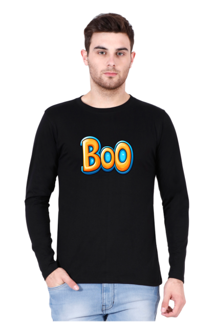 Men's Full Sleeve "Boo" Spooky Graphic T-shirt