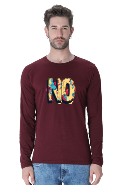 Men's Full Sleeve "NO" Abstract Graphic T-shirt