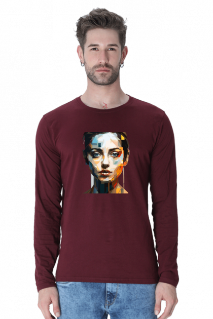 Men's Full Sleeve Abstract Woman Portrait Graphic T-shirt