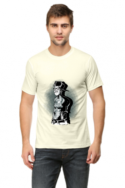 Men's Hipster Tattooed Character T-shirt