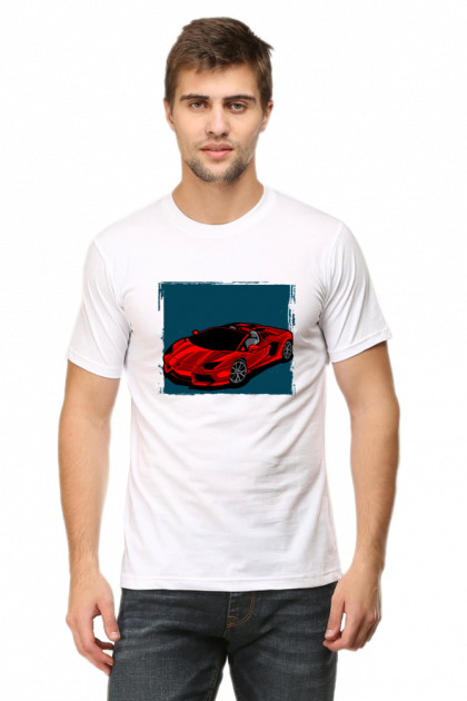 Men's Red Lamborghini Aventador Graphic T-shirt