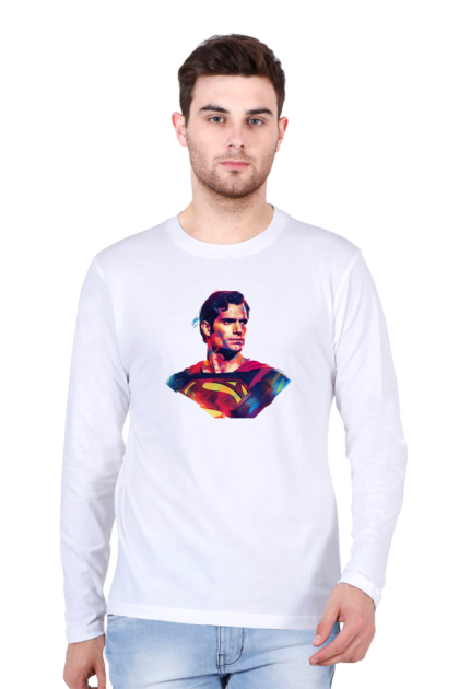 Men's Full Sleeve Abstract Superman Portrait Graphic T-shirt