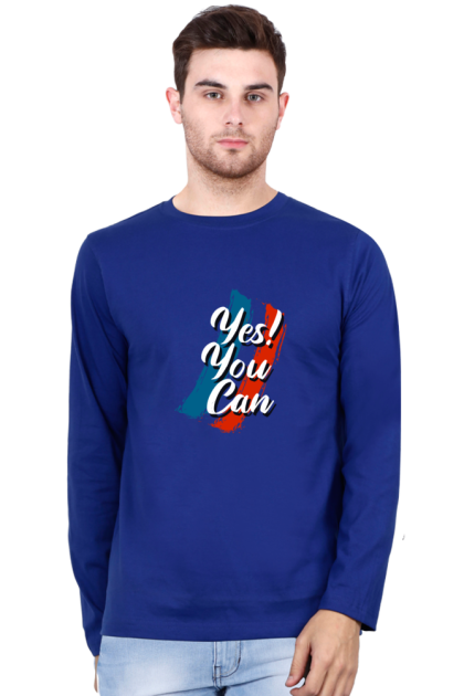 Men's Full Sleeve "Yes! You Can" Graphic T-shirt