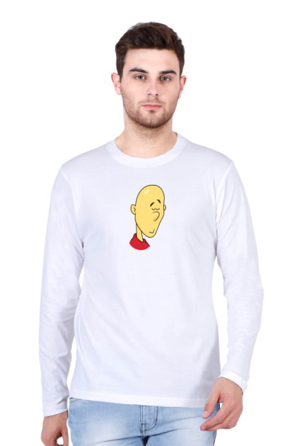 Men's Full Sleeve Cartoon Bald Head Graphic T-shirt