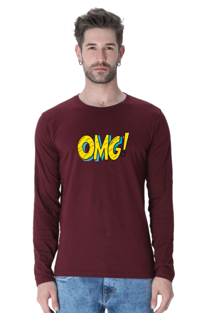 Men's Full Sleeve "OMG!" Comic Book Graphic T-shirt