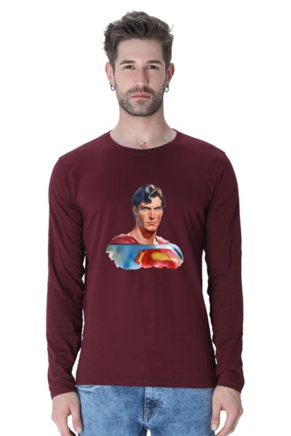 Men's Full Sleeve Superman Portrait Graphic T-shirt