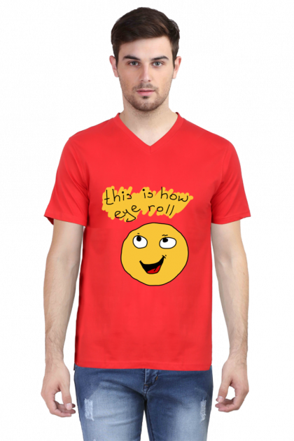 Men's "This Is How Eye Roll" Emoji V-Neck T-shirt