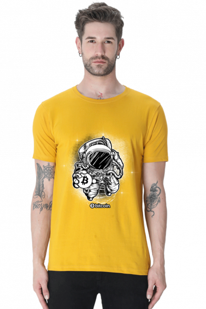 Men's Astronaut Bitcoin Crypto Crew Neck T-shirt
