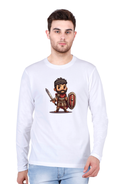 Men's Full Sleeve Cartoon Gladiator Graphic T-shirt