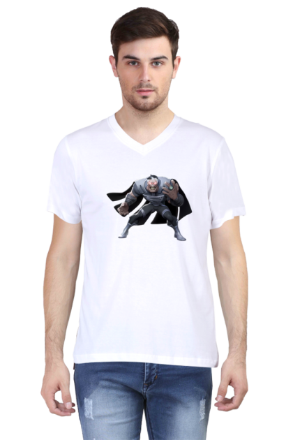 Men's V-Neck Cartoon Villain with Cape Graphic T-shirt