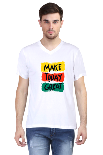 Men's V-Neck "Make Today Great" Graphic T-shirt