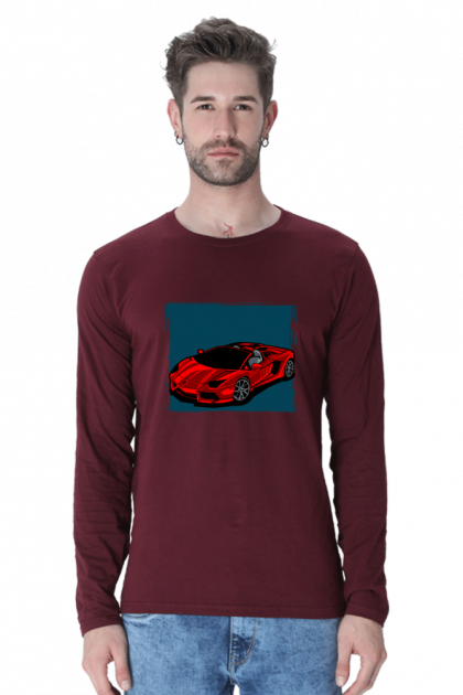 Men's Sports Car Graphic Full-Sleeve T-shirt