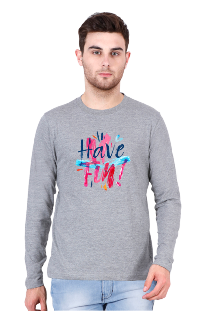 Men's Full Sleeve "Have Fun!" Watercolor Graphic T-shirt
