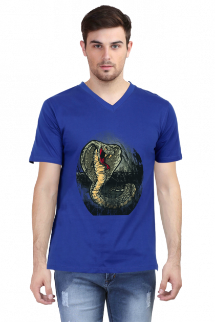 Men's V-Neck Cobra Snake Graphic T-shirt