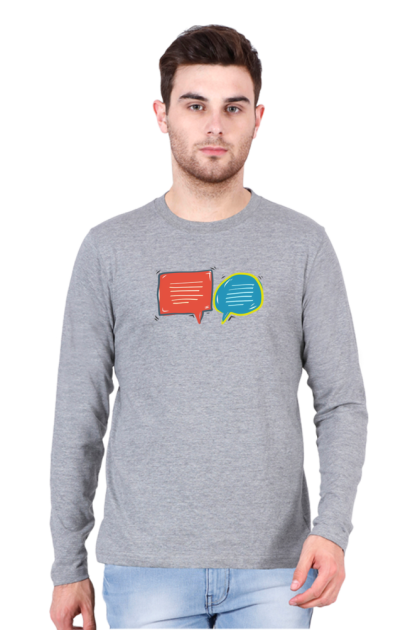 Men's Full Sleeve Cartoon Speech Bubbles Graphic T-shirt