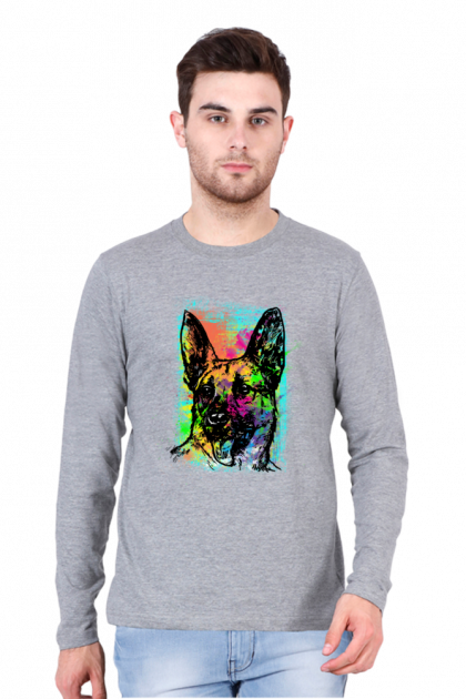 Men's Abstract Dog Graphic Full-Sleeve T-shirt
