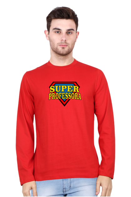Men's Full Sleeve "Super Professor" Superhero Style Graphic T-shirt