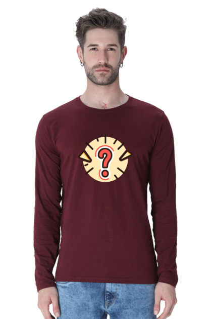 Men's Full Sleeve Cartoon Question Mark Graphic T-shirt