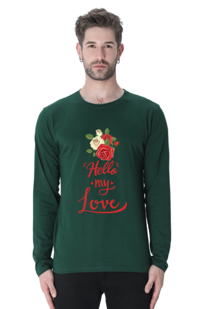 Men's Full Sleeve "Hello My Love" Roses Graphic T-shirt