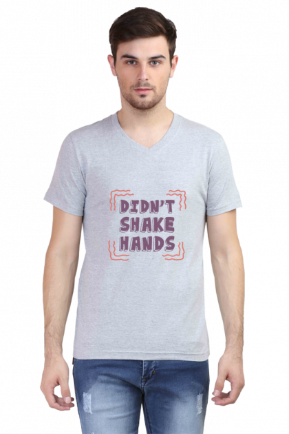 Men's "Didn't Shake Hands" Quirky V-Neck T-shirt